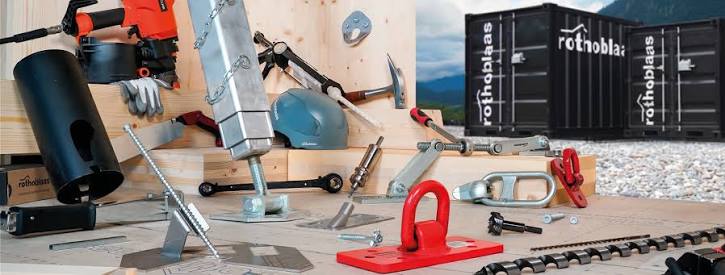 Banner ROTHOBLAAS - High-tech solutions for mass-timber construction and safety.